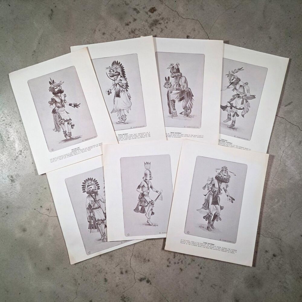 Vintage 1960 Hoyesva Hopi Kachina Prints Portfolio Set 7 Peter Shelton Jr Ramsey